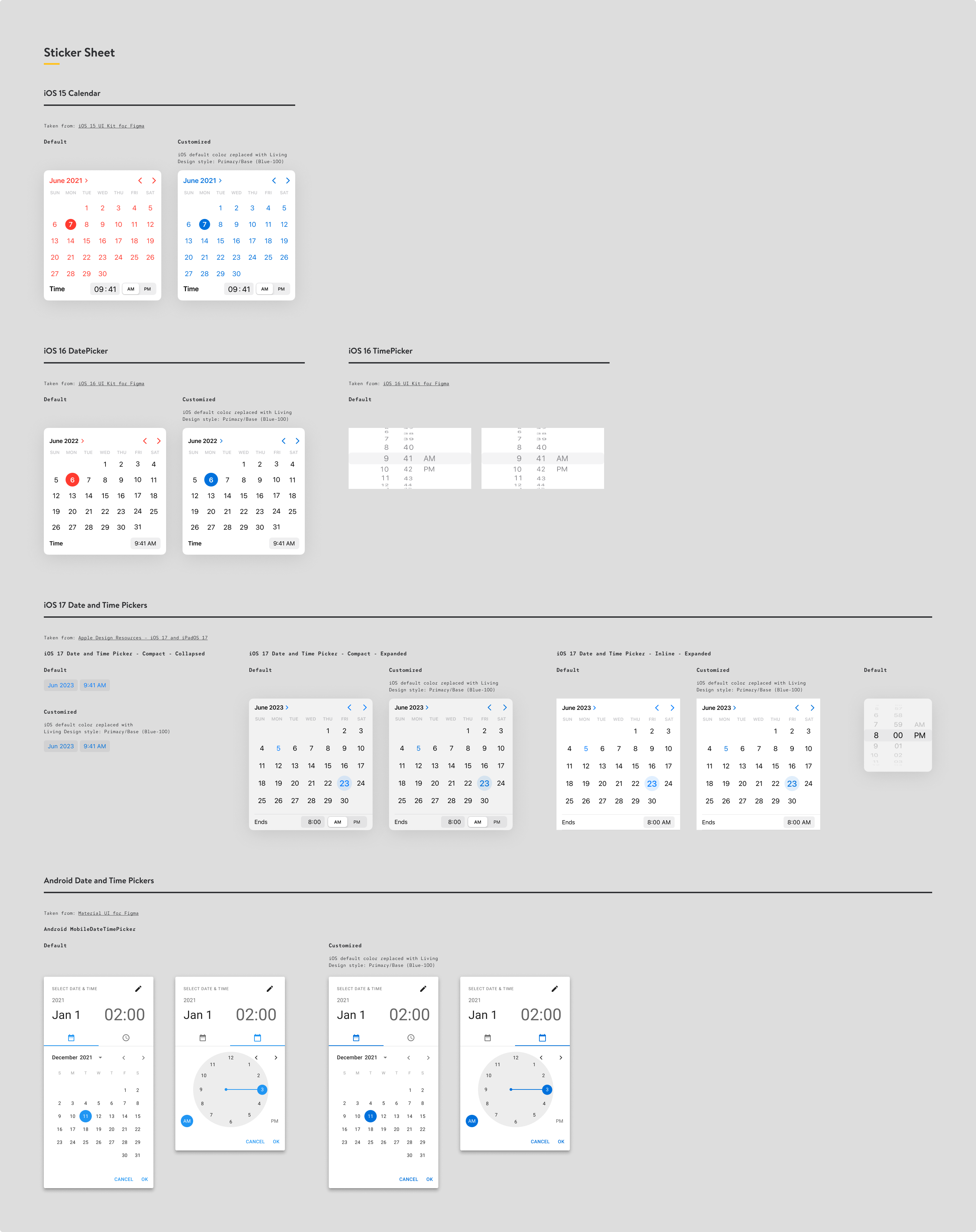 iOS and Android date picker and calendar components